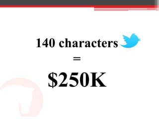 140 characters
      =
  $250K
 