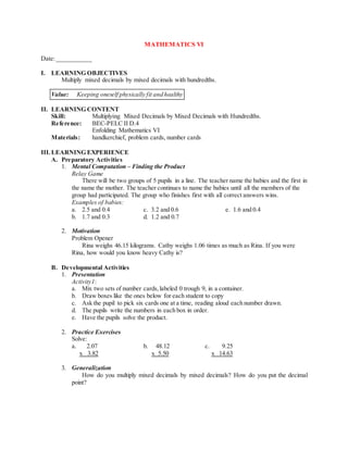 2nd grading mathematics grade vi