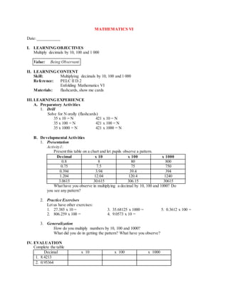 2nd grading mathematics grade vi