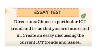 TRENDS AND ISSUES IN ICT 7 LESSON 2 WEEK 2 | PPTX