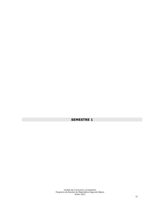 SEMESTRE 1




       Unidad de Currículum y Evaluación
Programa de Estudio de Matemática Segundo Básico
                   Enero 2012
                                                   31
 