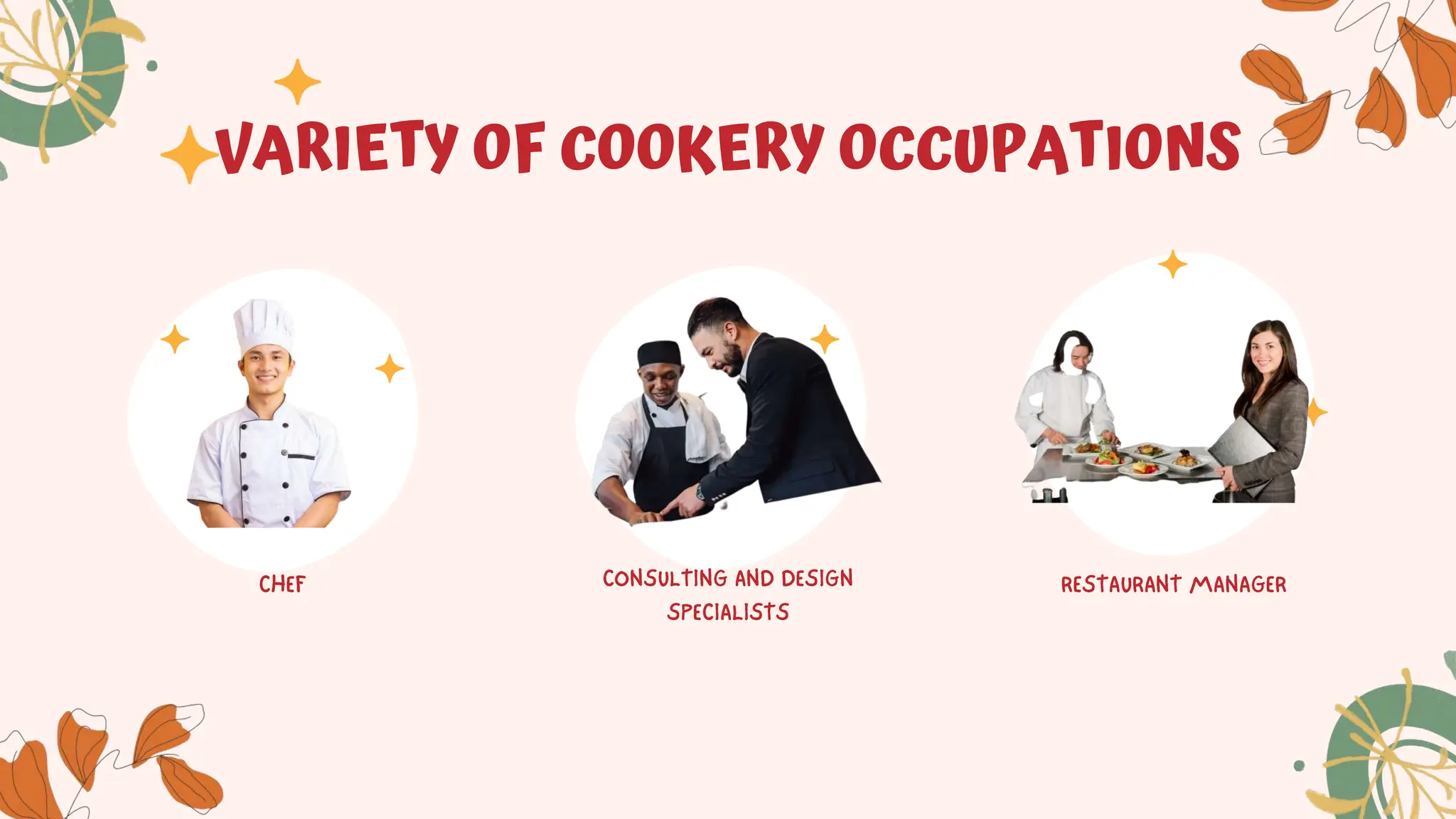 VARIETY OF COOKERY OCCUPATIONS