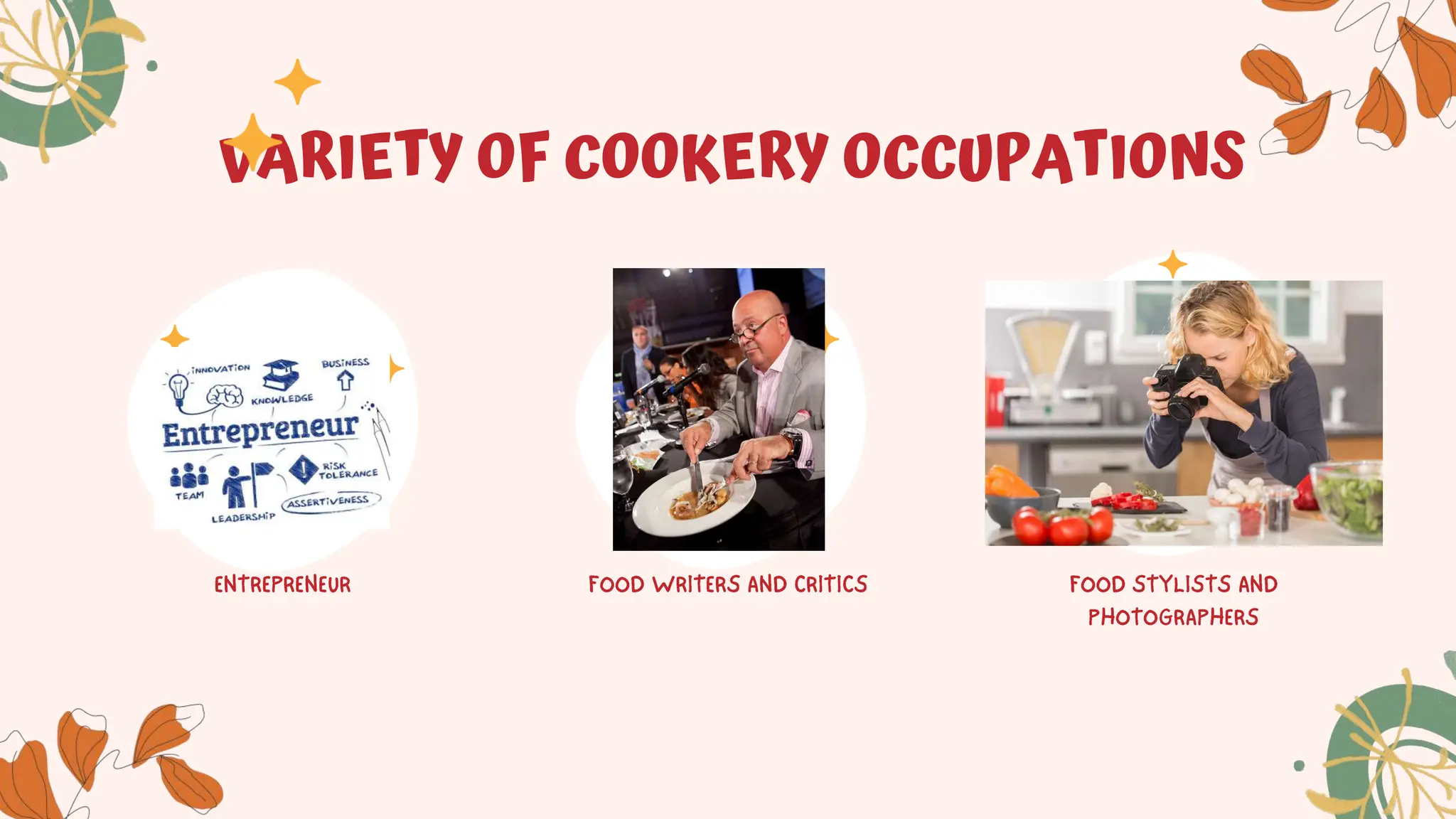 VARIETY OF COOKERY OCCUPATIONS