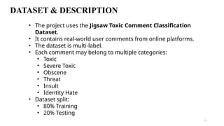 AI-Powered Multi-Label Toxic Comment Moderation System Using BERT | PPTX