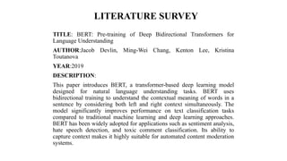 AI-Powered Multi-Label Toxic Comment Moderation System Using BERT | PPTX