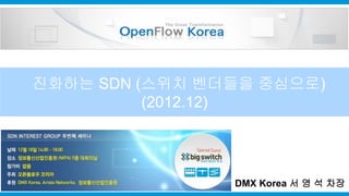 DMX Korea 서 영 석 차장
진화하는 SDN (스위치 벤더들을 중심으로)
(2012.12)
 