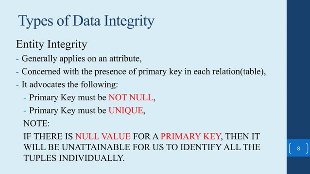 Concept of Relational Database and Integrity Constraints [DIFFERENCE ...