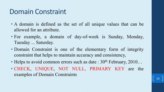 Concept of Relational Database and Integrity Constraints [DIFFERENCE ...