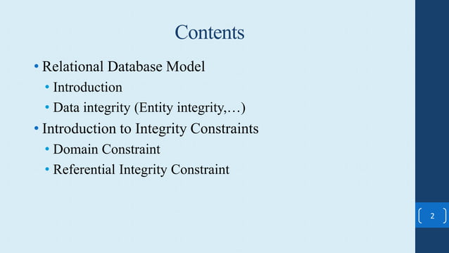 Concept of Relational Database and Integrity Constraints [DIFFERENCE ...
