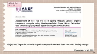 FINGERPRINTING OF VOLATILE ORGANIC COMPOUNDS FOR ASSESSMENT OF SEED ...