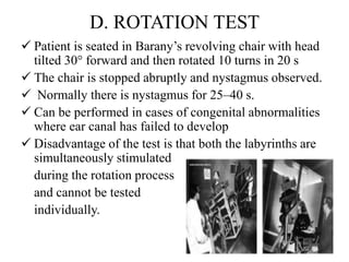 Vestibular function tests | PPTX