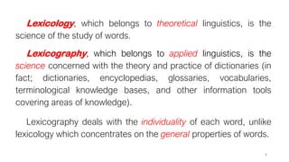 Second chapter of lexicography for university students | PDF