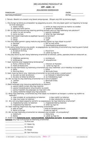 K TO 12 GRADE 4 IKALAWANG LAGUMANG PAGSUSULIT | PDF