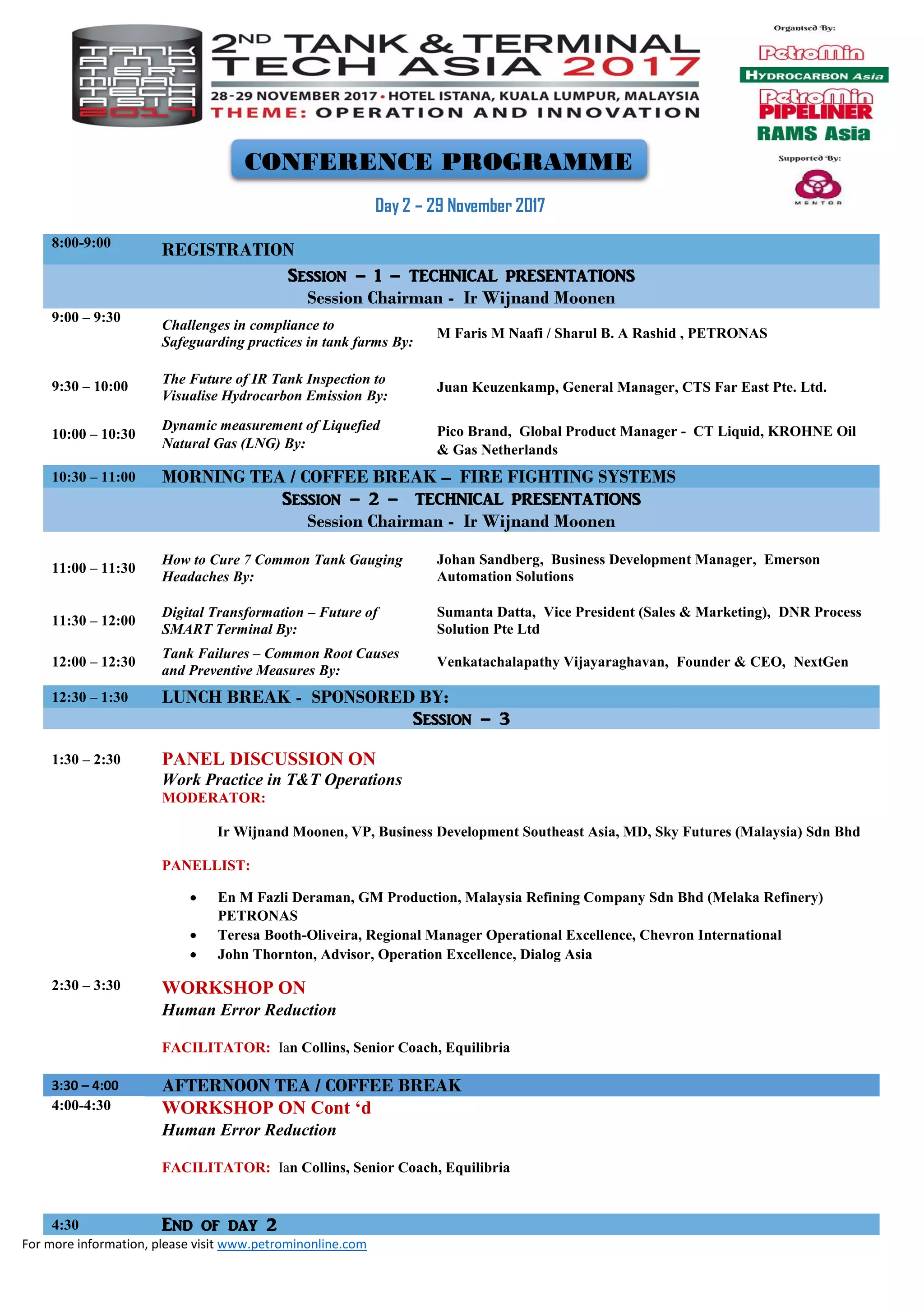 2nd Tank and Terminal Tech Asia Conference program | PDF