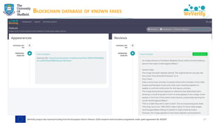 BLOCKCHAIN DATABASE OF KNOWN FAKES
17
 