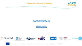 THANK YOU FOR YOUR ATTENTION!
www.weverify.eu
@WeVerify
 