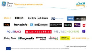 VERIFICATION BROWSER PLUGIN
USERS :
AND MANY MORE ...
9
Credit: Zlatina Marinova (Ontotext)
 
