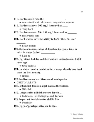 FISHERIES QUESTION BANK (4th sem)
