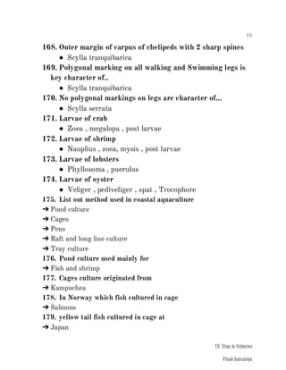 FISHERIES QUESTION BANK (4th sem)