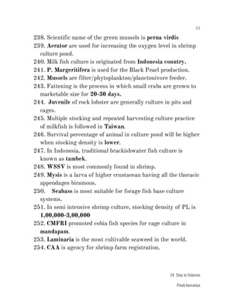 FISHERIES QUESTION BANK (4th sem)