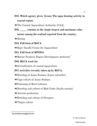 FISHERIES QUESTION BANK (4th sem)