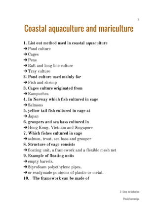 FISHERIES QUESTION BANK (4th sem)