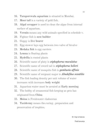 FISHERIES QUESTION BANK (4th sem)