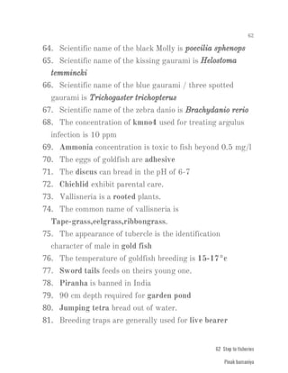 FISHERIES QUESTION BANK (4th sem)