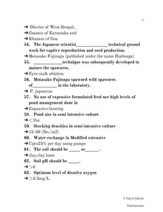 FISHERIES QUESTION BANK (4th sem)