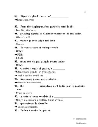 FISHERIES QUESTION BANK (4th sem)
