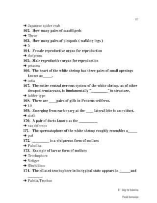 FISHERIES QUESTION BANK (4th sem)