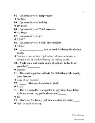 FISHERIES QUESTION BANK (4th sem)