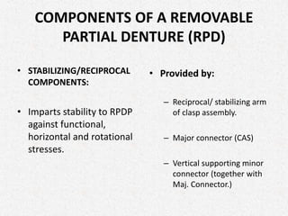 Rpd Pre Rendered 2nd year pre clinical RPD Terminology, Components and Classification of ...