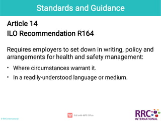 Ilo Reference Comprehensive Overview of Occupational Health and Safety Management ...