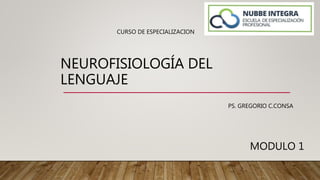NEUROFISIOLOGÍA DEL
LENGUAJE
MODULO 1
CURSO DE ESPECIALIZACION
PS. GREGORIO C.CONSA
 