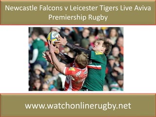 Newcastle Falcons v Leicester Tigers Live Aviva
Premiership Rugby
www.watchonlinerugby.net
 