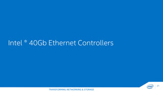 TRANSFORMING NETWORKING & STORAGE
21
Intel ® 40Gb Ethernet Controllers
 