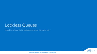 TRANSFORMING NETWORKING & STORAGE
9
Lockless Queues
Used to share data between cores, threads etc.
 