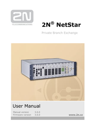 ®
                           2N NetStar
                           Private Branch Exchange




User Manual
Manual version     3.0.0
Firmware version   3.0.0                    www.2n.cz
 