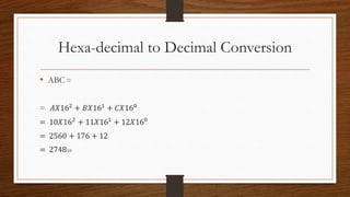 Hexa-decimal to Decimal Conversion
•
 
