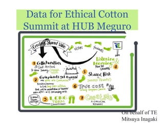 Data for Ethical Cotton
Summit at HUB Meguro
On behalf of TE
Mitsuya Inagaki
 
