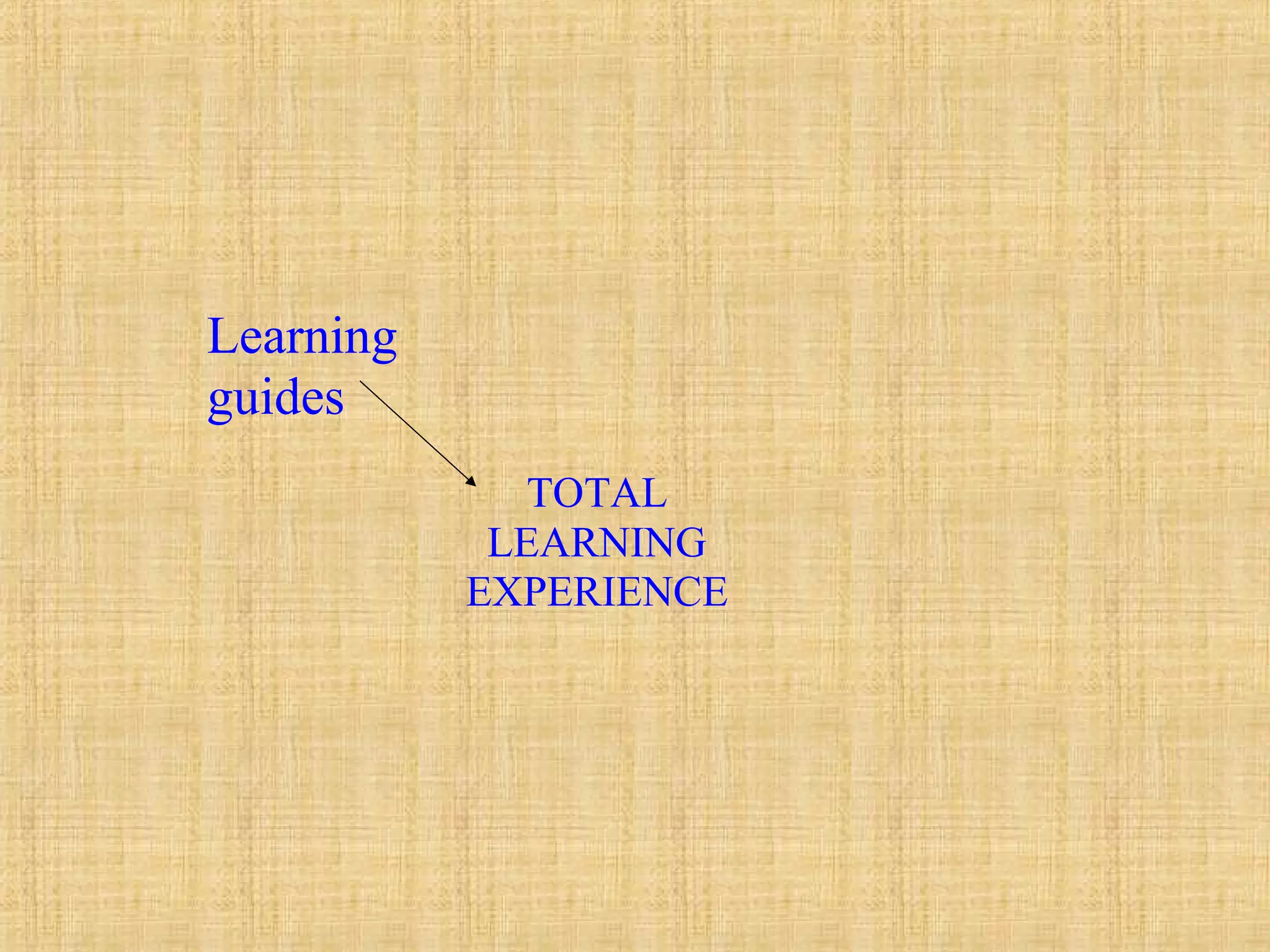 Learning
guides
TOTAL
LEARNING
EXPERIENCE
 