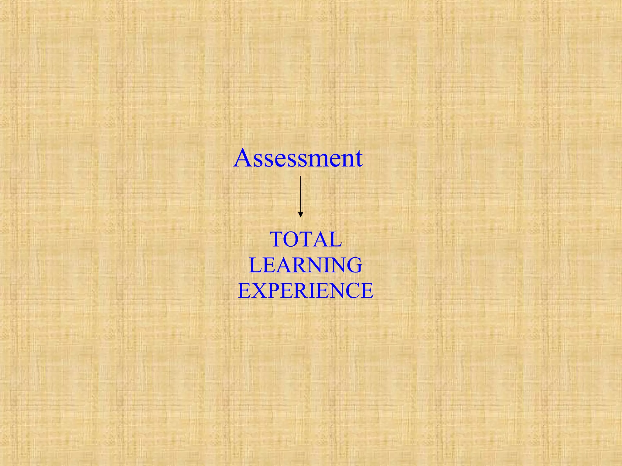 Assessment
TOTAL
LEARNING
EXPERIENCE
 