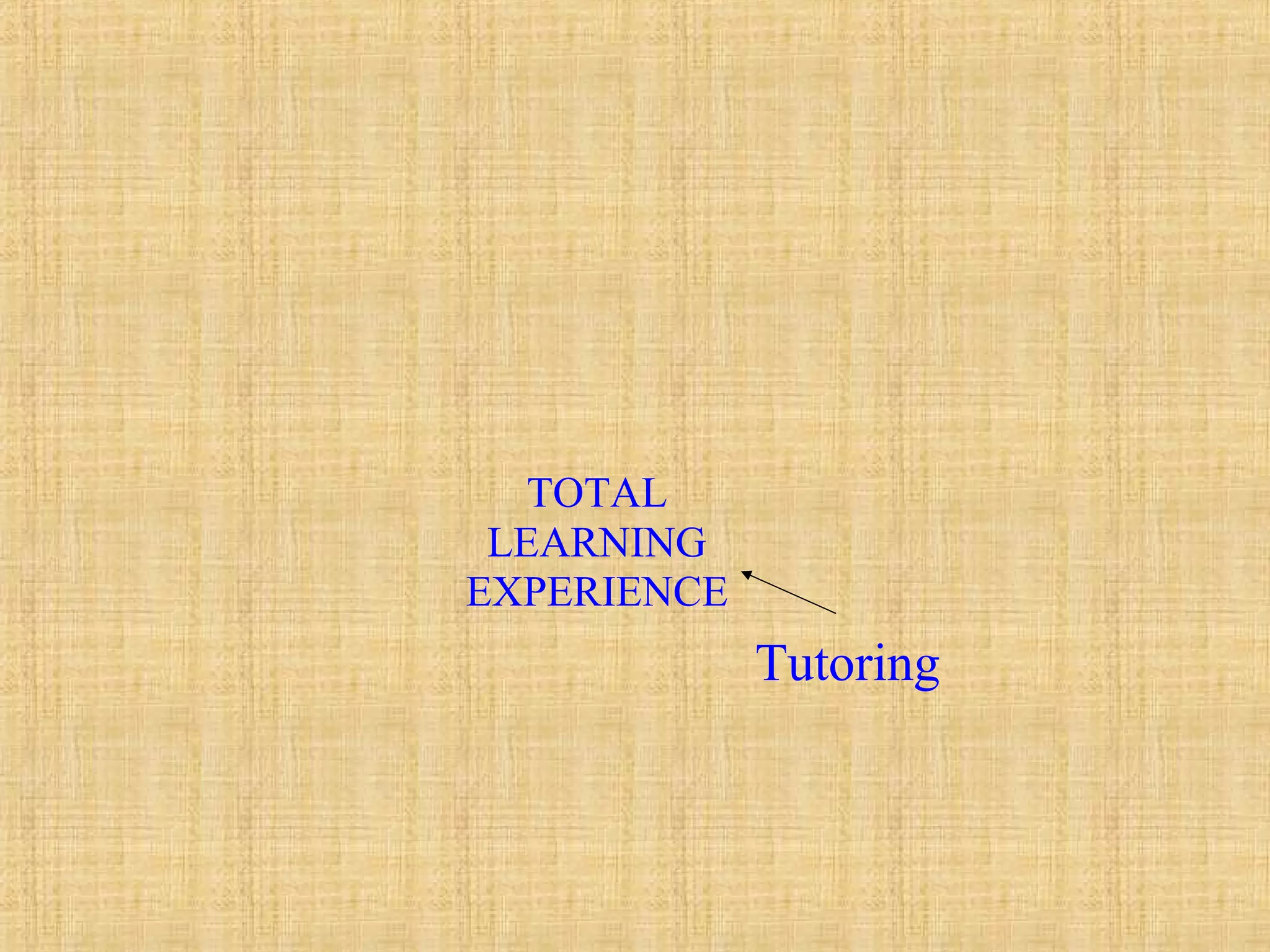 TOTAL
LEARNING
EXPERIENCE
Tutoring
 