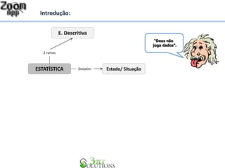 Introdução: 
“Deus não 
joga dados”. 
2 ramos 
E. Descritiva 
ESTATÍSTICA 
DoLatim Estado/ Situação 
 