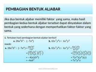 2_Operasi Hitung Aljabar, Persamaan Dasar Aljabar, Jenis Aljabar | PPT