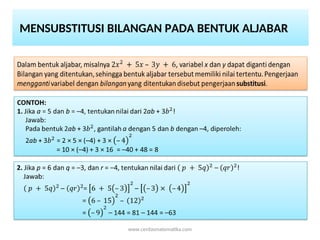 2_Operasi Hitung Aljabar, Persamaan Dasar Aljabar, Jenis Aljabar | PPT