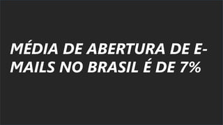MÉDIA DE ABERTURA DE E-
MAILS NO BRASIL É DE 7%
 