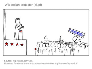Wikipedian protester (xkcd)
Source: http://xkcd.com/285/
Licensed for reuse under http://creativecommons.org/licenses/by-nc/2.5/
 