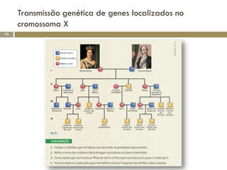 Transmissão genética de genes localizados no
     cromossoma X
72
 